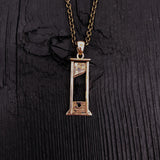 Bronze Guillotine Charm Pendant Necklace Rustic Oxidised Finish Protest Jewelry