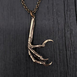 Bird Claw Necklace - Bronze Lariat Chain With Avian Claw Pendant | Moon Raven Designs