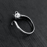 Kitty Cat Ring - Adjustable Silver Cat Tail Finger Wrap With Whisker Detail