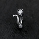 Kitty Cat Ring - Adjustable Silver Cat Tail Finger Wrap With Whisker Detail