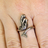 Mermaid Ring – Adjustable Mermaid Tail Band | Oxidized Bronze Fantasy Jewelry
