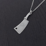 Skull Cleaver Pendant Necklace Gothic Jewelry, Sterling Silver Charm Solid 925 Silver, Unisex