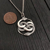 Sterling Silver Auryn Necklace – Mythic Entwined Serpent Pendant