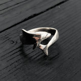 Dolphin Wrap Ring – Sterling Silver Animal Band, Nature Inspired Ocean Jewelry