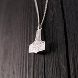 Sterling Silver Mjolnir Urn Necklace, Thor's Hammer Memorial Pendant