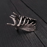 Moose Antler Ring – Handcrafted Sterling Silver Nature Inspired Animal Wrap Band