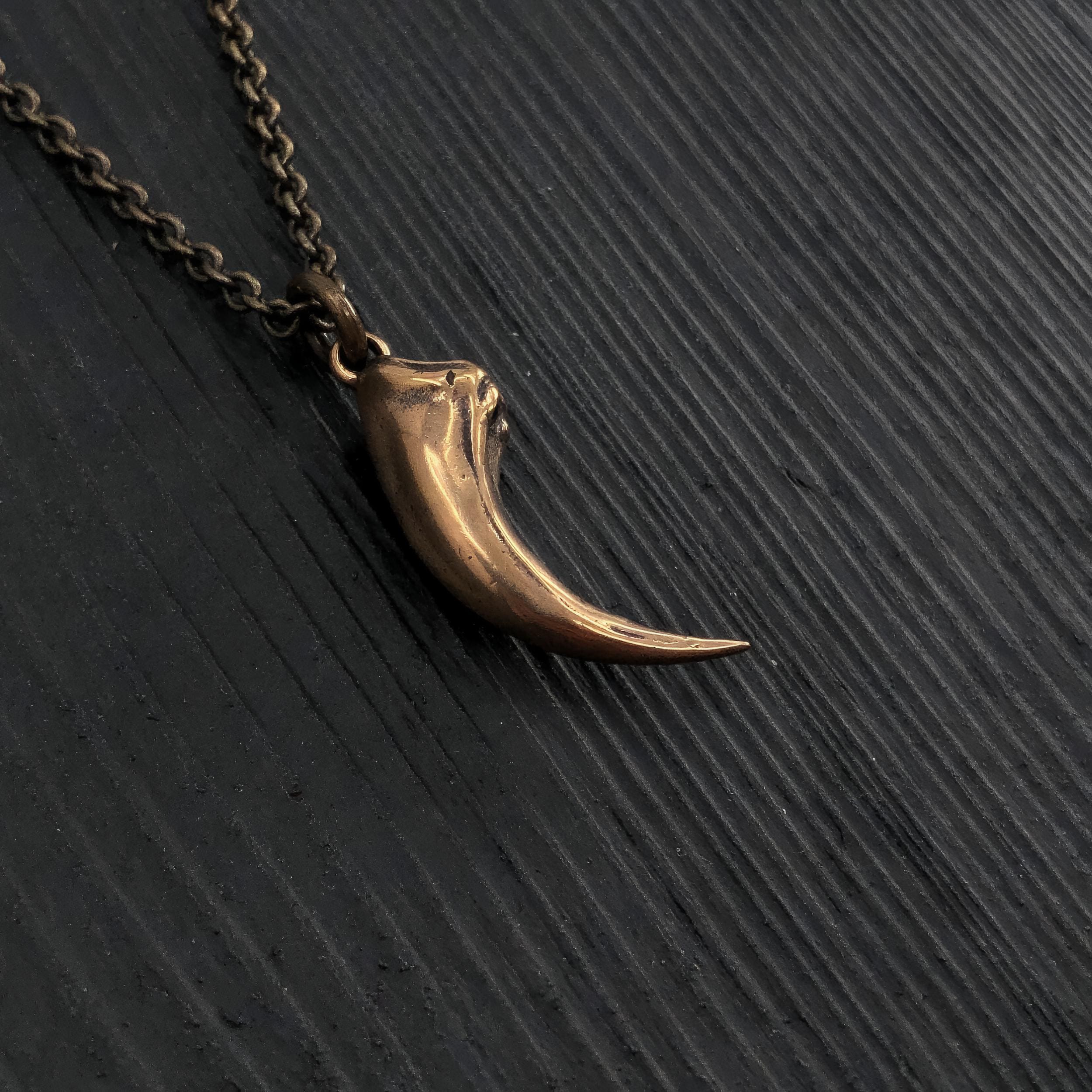 Velociraptor Claw Necklace in Solid Bronze Deinonychus Claw Dinosaur Claw