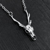 Sterling Deer Skull Pendant Necklace - Moon Raven Designs