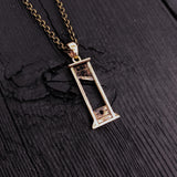 Bronze Guillotine Charm Pendant Necklace Rustic Oxidised Finish Protest Jewelry