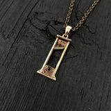 Bronze Guillotine Charm Pendant Necklace Rustic Oxidised Finish Protest Jewelry