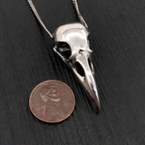 Raven Skull Necklace - Detailed Raven Pendant With Patina Effect Bronze Necklace