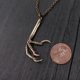 Bird Claw Necklace - Bronze Lariat Chain With Avian Claw Pendant | Moon Raven Designs