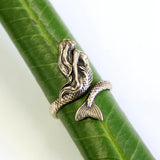Mermaid Ring – Adjustable Mermaid Tail Band | Oxidized Bronze Fantasy Jewelry