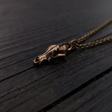 Wolf Skull Necklace - Unique Bronze Pendant With Detailed Animal Skull Charm