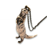 Otter Pendant Necklace – Hand Carved Standing Otter Charm Bronze Jewelry