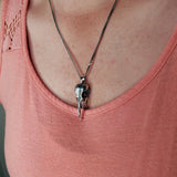 Raven Skull Pendant Sterling Silver Necklace - Engraved Skull Jewelry by Moon Raven Designs