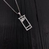 Gothic Necklace, Sterling Silver Guillotine Pendant for Dark Academia, Witchy Historical Macabre Jewelry