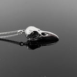 Raven Skull Necklace - Sterling Silver Pendant With Detailed Bird Skull Design
