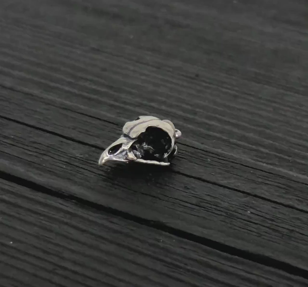 Owl Skull Charm Pendant Necklace - Solid Hand Cast 925 Sterling Silver - Polished Oxidized Finish - Multiple Chain Options - Unisex Owl Gift