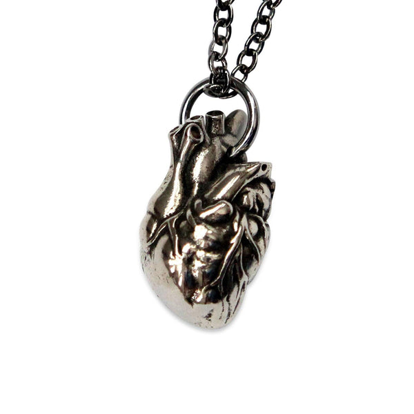 Sterling Silver Anatomical Heart Charm - Etched Heart Charm