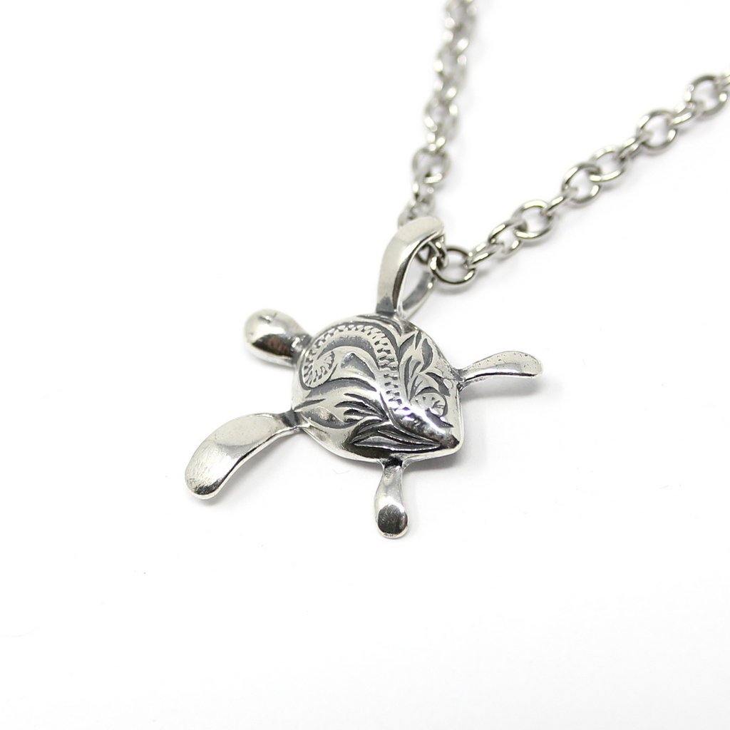 Engraved Sea Turtle Necklace in Sterling Silver – Moon Raven Designs