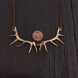 Imperial Elk Antler Choker Bib Necklace - Solid Bronze
